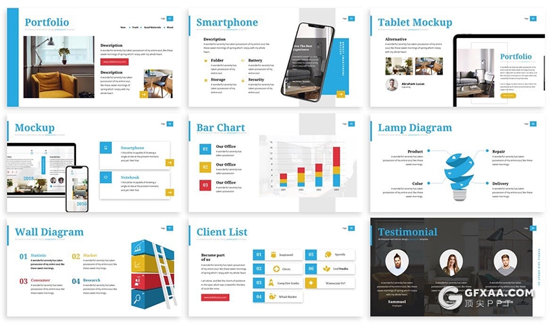 30页商业计划团队介绍年计划总结汇报多用途国外PPT模板12种配色 - 顶尖PPT