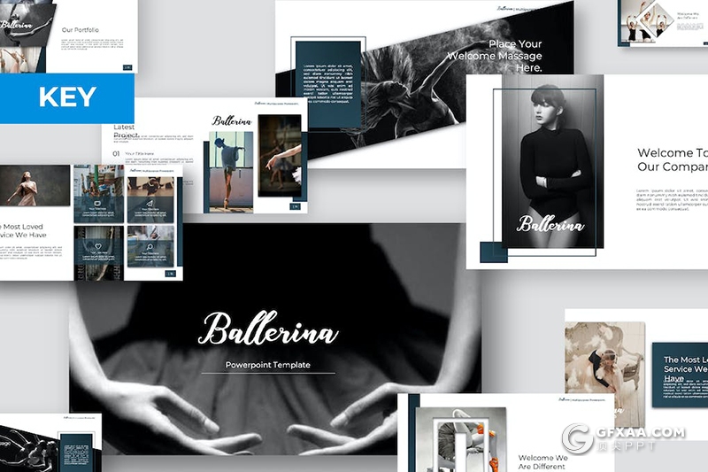 91页时尚精美芭蕾舞活动营销策划舞蹈才艺培训宣传通用国外KeyNote模板 - 顶尖PPT