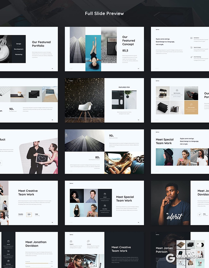 104页业务分析产品摄影展示活动策划营销多用途国外KeyNote模板3种配色 - 顶尖PPT