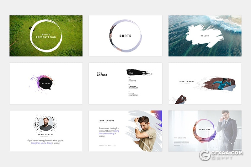 151页水墨笔刷效果商业计划年总结汇报多用途国外KeyNote模板 - 顶尖PPT