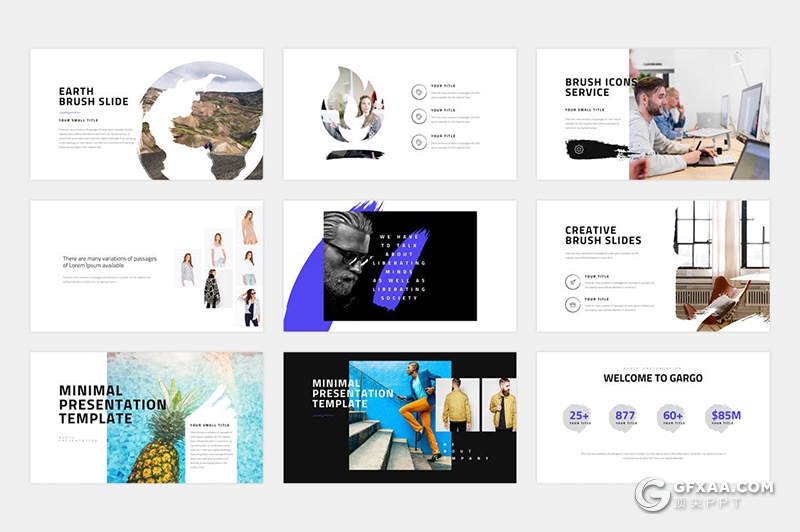 151页水墨笔刷效果商业计划年总结汇报多用途国外KeyNote模板 - 顶尖PPT