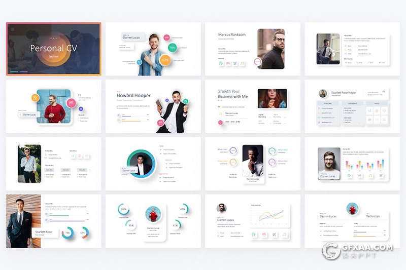 16页个人简历工作历程介绍展示PPT模板 - 顶尖PPT