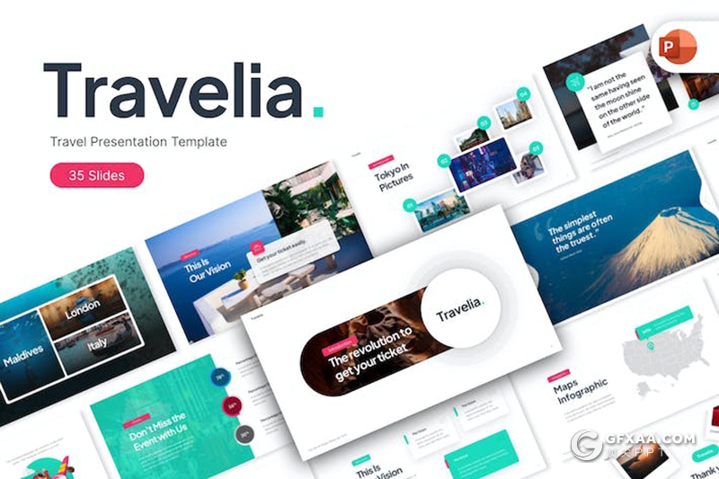 35页海边旅游景点度假宣传通用国外PPT模板 - 顶尖PPT