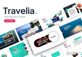 35页海边旅游景点度假宣传通用国外PPT模板 - 顶尖PPT