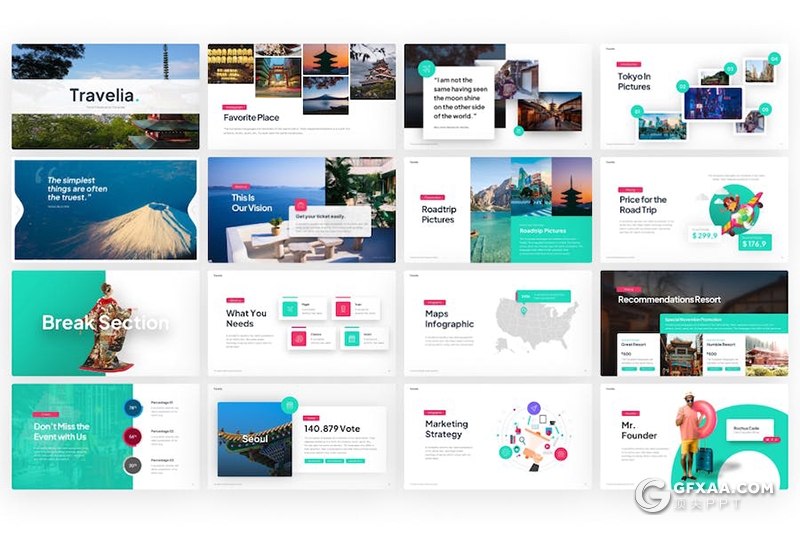 35页海边旅游景点度假宣传通用国外PPT模板 - 顶尖PPT
