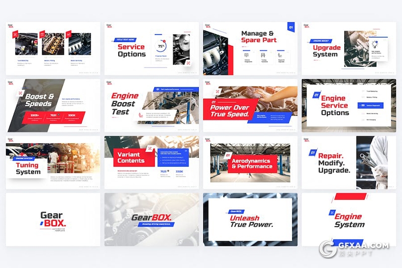 创意时尚汽车维修售后服务主题国外KeyNote模板11种配色 - 顶尖PPT