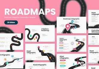 20页路线图信息图形图表PPT模板 - 顶尖PPT