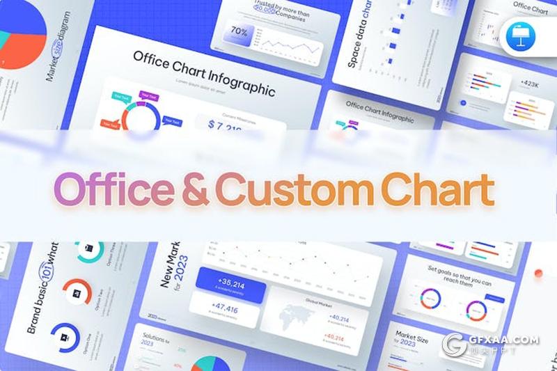 多色彩财务数据分析市场规模调查调研图形图表KeyNote模板 - 顶尖PPT