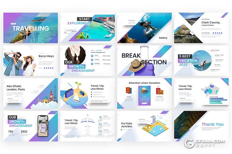 创意精美旅行指南度假景点宣传国外KeyNote模板 - 顶尖PPT