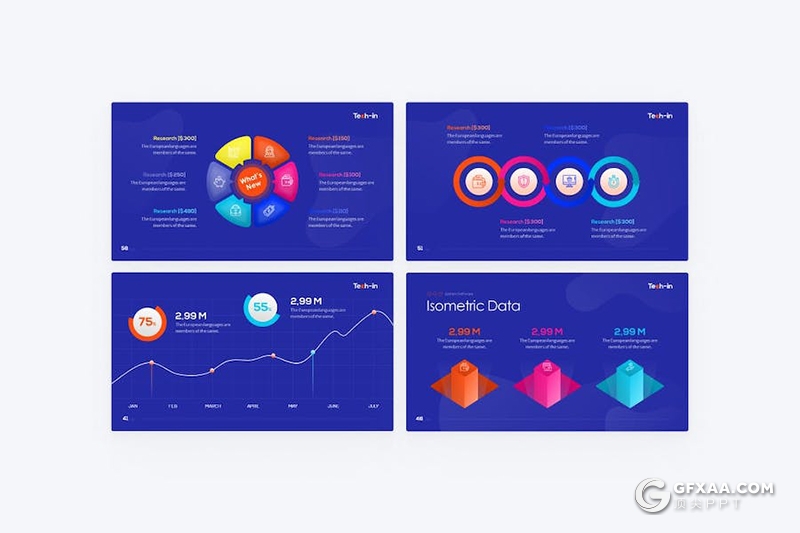 科技创意商业计划年终计划总结汇报国外KeyNote模板11种配色 - 顶尖PPT