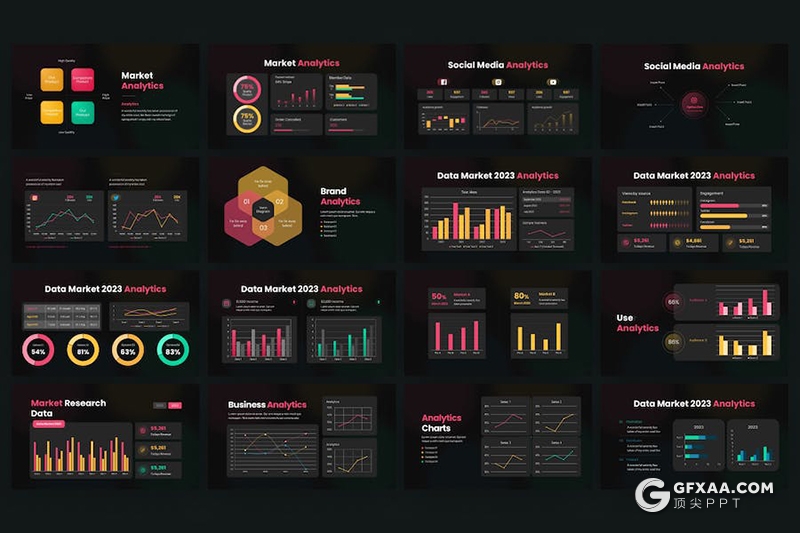 20页市场数据分析图形图表PPT模板 - 顶尖PPT