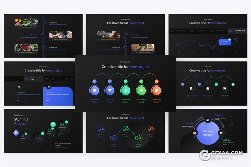 时间表步骤流程图图形图表KeyNote模板 - 顶尖PPT
