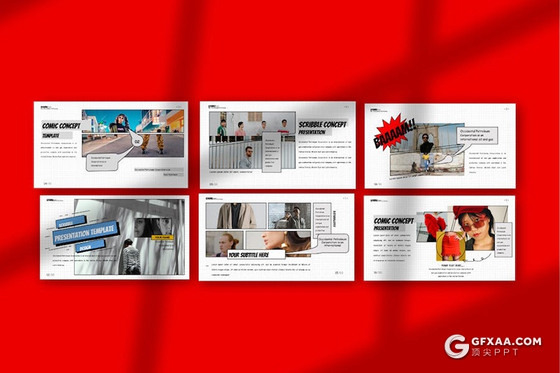 30页艺术涂鸦风摄影展示国外PPT模板 - 顶尖PPT