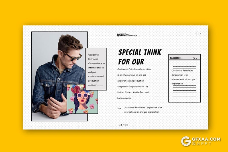 30页艺术涂鸦风摄影展示国外PPT模板 - 顶尖PPT