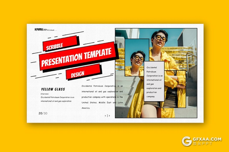 30页艺术涂鸦风摄影展示国外PPT模板 - 顶尖PPT