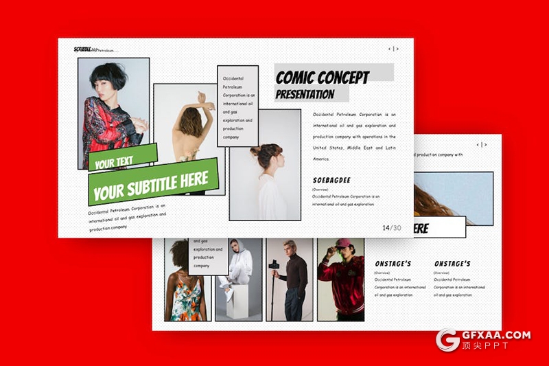 30页艺术涂鸦风摄影展示国外PPT模板 - 顶尖PPT