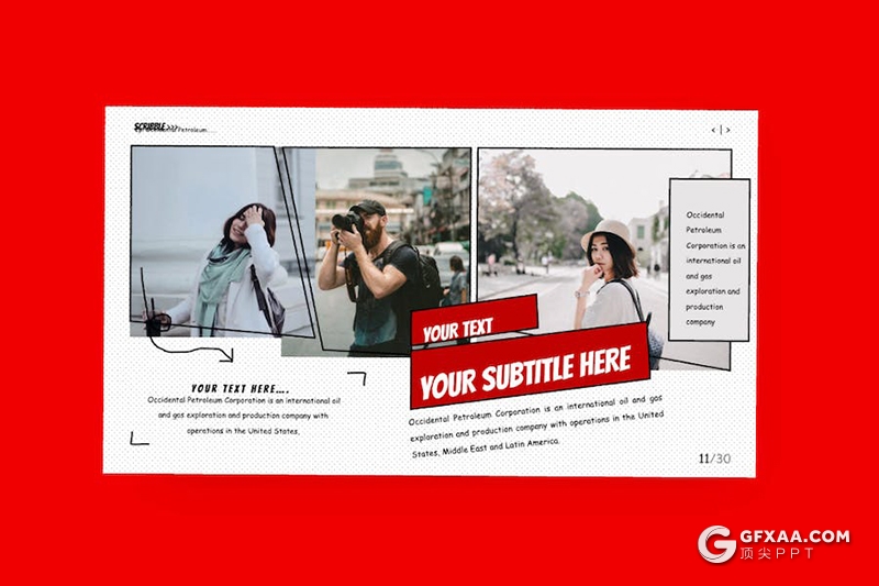 30页艺术涂鸦风摄影展示国外PPT模板 - 顶尖PPT