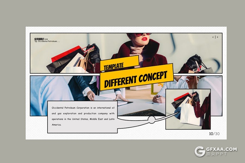 30页艺术涂鸦风摄影展示国外PPT模板 - 顶尖PPT