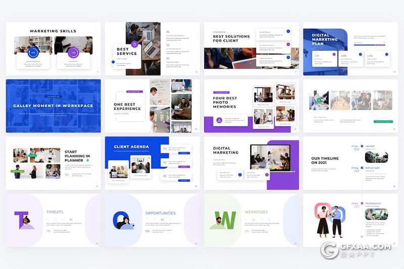 35页市场营销商业计划合作团队介绍计划总结通用国外PPT模板 - 顶尖PPT