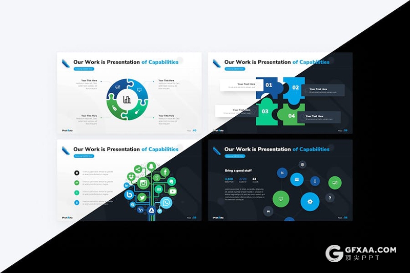 65页创意大气商业计划书企业合作年计划总结通用国外PPT模板11种配色 - 顶尖PPT