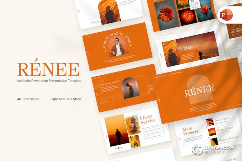 40页橙色简约大气品牌营销策划摄影展示多用途国外PPT模板 - 顶尖PPT