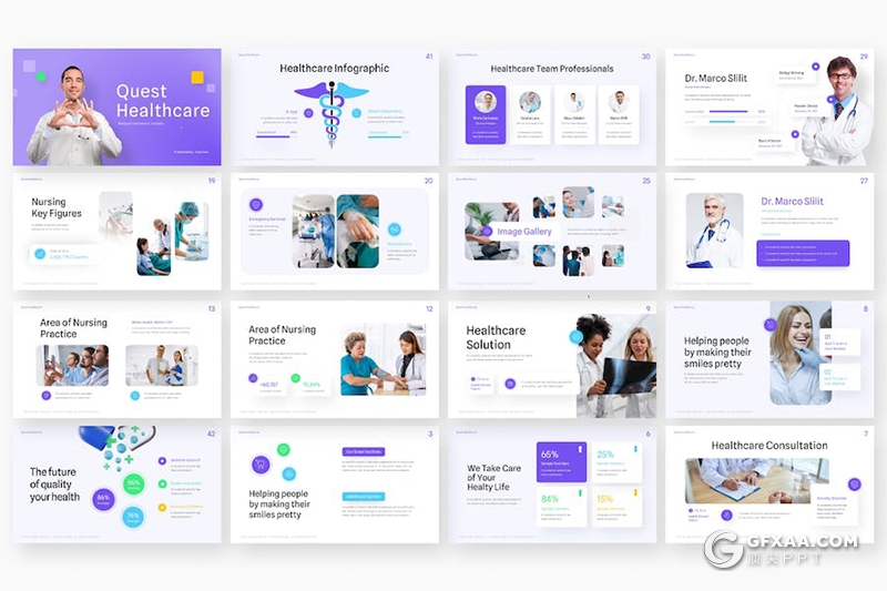 50页大气医疗保健医学医药医疗主题演讲KeyNote模板 - 顶尖PPT
