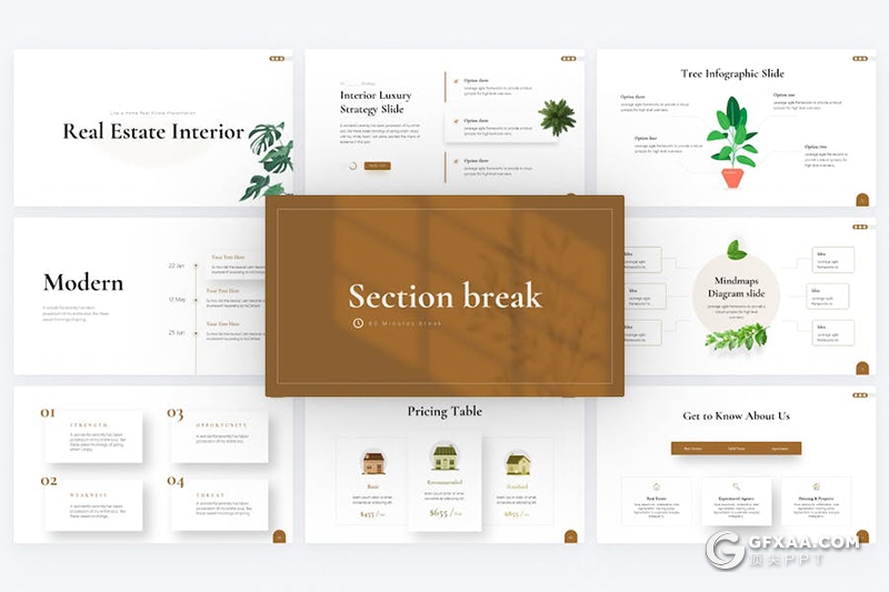 绿色环保室内设计主题多用途国外KeyNote模板 - 顶尖PPT