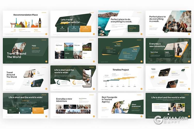 35页大气精美旅游度假宣传旅行社主题演讲国外PPT模板 - 顶尖PPT