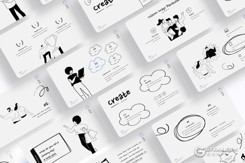 20页黑白手绘风商业计划团队合作通用PPT模板 - 顶尖PPT