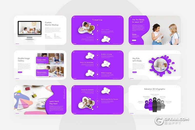 33页创意精美儿童教育少儿美术绘画培训主题国外PPT模板 - 顶尖PPT