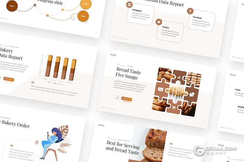 20页面包烘焙食品主题国外PPT模板 - 顶尖PPT