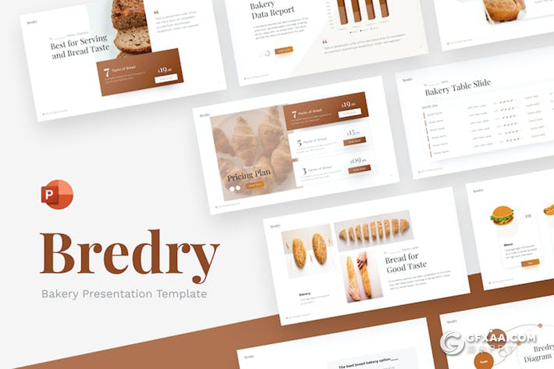 20页面包烘焙食品主题国外PPT模板 - 顶尖PPT