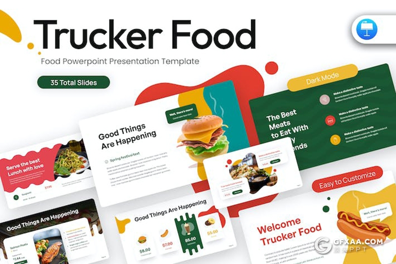 35页创意时尚餐饮美食食品主题国外KeyNote模板 - 顶尖PPT