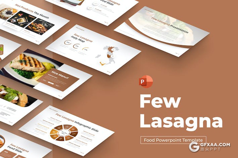 28页简约意大利面餐饮美食介绍食品主题多用途PPT模板 - 顶尖PPT