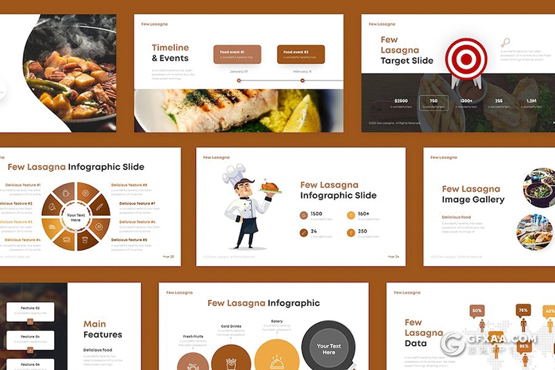 28页简约意大利面餐饮美食介绍食品主题多用途PPT模板 - 顶尖PPT