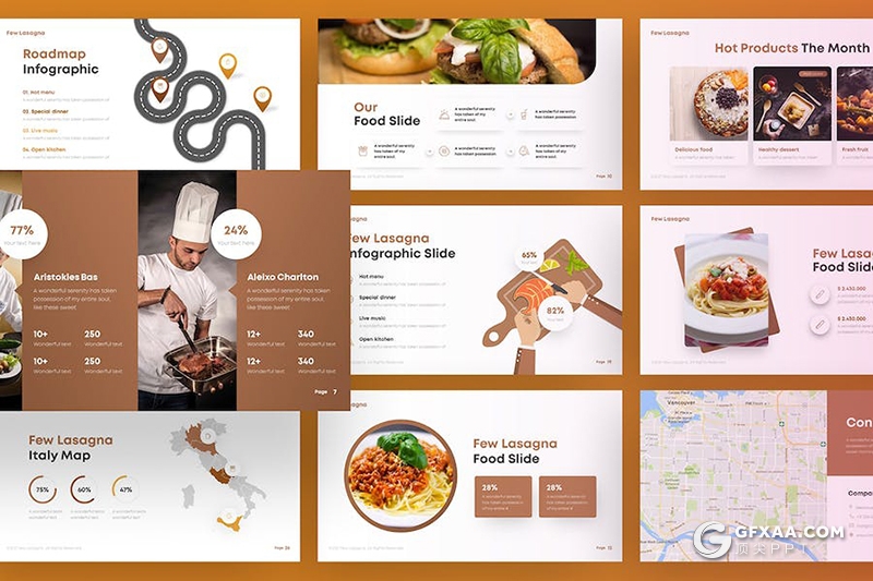 28页简约意大利面餐饮美食介绍食品主题多用途PPT模板 - 顶尖PPT