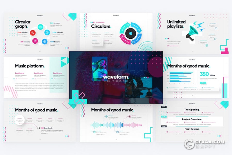 88页创意时尚波浪形音乐演唱会音乐节活动策划多用途PPT模板 - 顶尖PPT