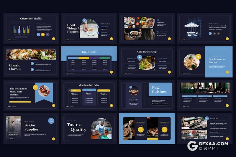 52页精美餐厅餐饮美食介绍多用途国外PPT模板 - 顶尖PPT