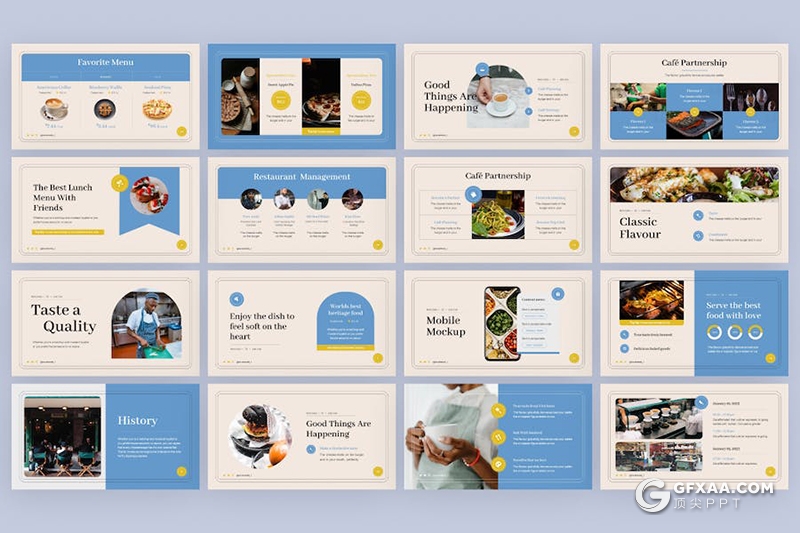 52页精美餐厅餐饮美食介绍多用途国外PPT模板 - 顶尖PPT