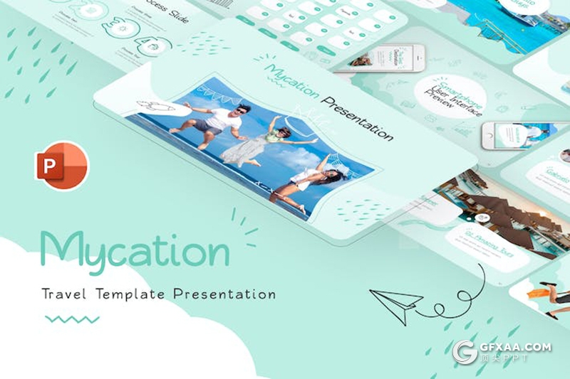 20页创意手绘风旅游户外旅行海边旅游景点宣传多用途国外PPT模板 - 顶尖PPT