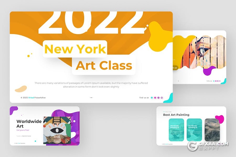 创意精美少儿美术绘画培训彩色感知国外keynote模板 - 顶尖PPT