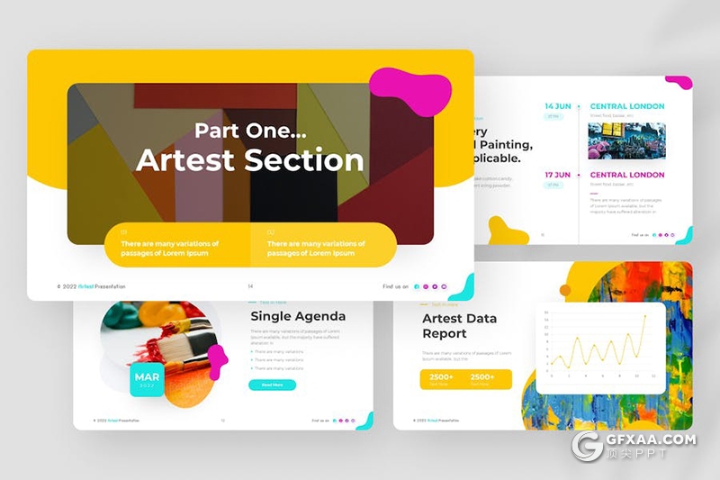 创意精美少儿美术绘画培训彩色感知国外keynote模板 - 顶尖PPT