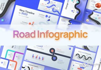 19页创意道路图形发展历程时间轴信息图形图表PPT模板 - 顶尖PPT