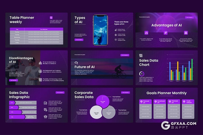 23页高端大气AI技术未来科技人工智能发布会商务国外PPT模板 - 顶尖PPT