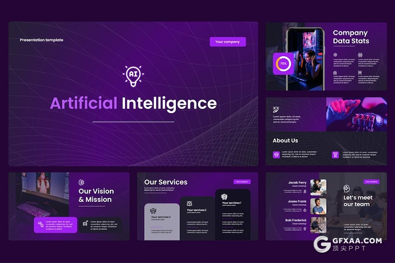23页高端大气AI技术未来科技人工智能发布会商务国外PPT模板 - 顶尖PPT