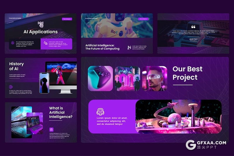 23页高端大气AI技术未来科技人工智能发布会商务国外PPT模板 - 顶尖PPT