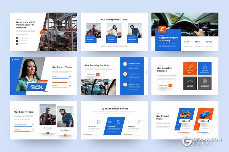 40页蓝色大气电动汽车发展介绍新能源汽车创业投资国外keynote模板 - 顶尖PPT
