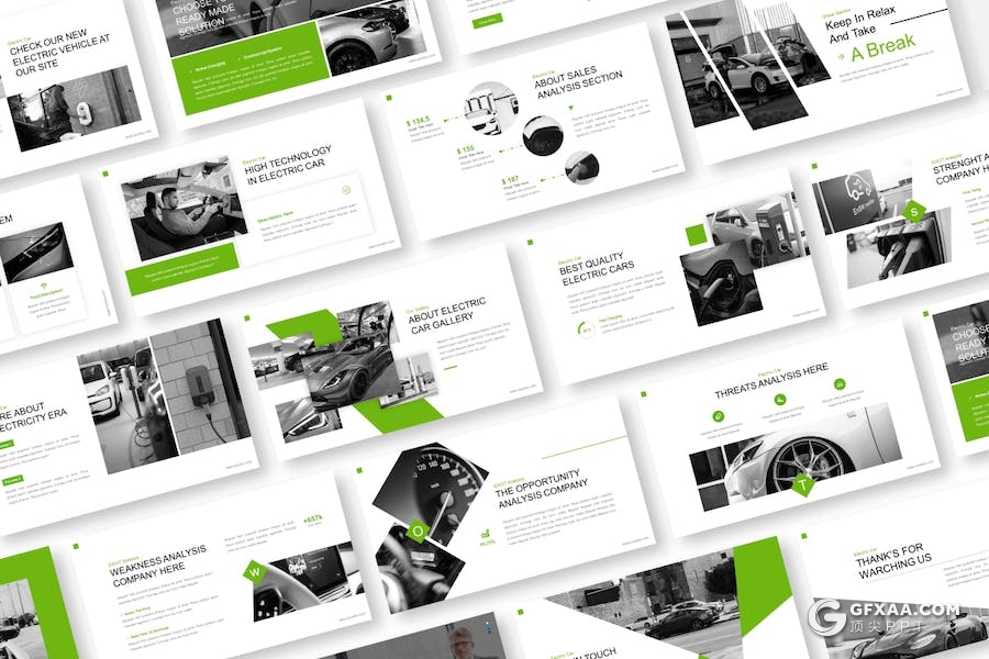 30页大气新能源汽车项目发展投资电动汽车主题PPT模板 - 顶尖PPT