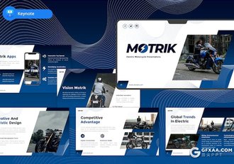 蓝色大气新能源电动摩托车企业介绍产品展示keynote模板 - 顶尖PPT