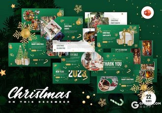 22页绿色圣诞节快乐圣诞活动派对国外PPT模板 - 顶尖PPT